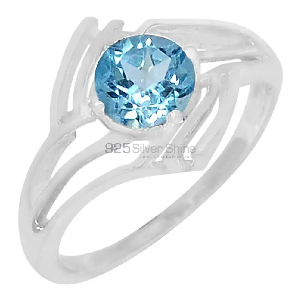 Genuine Blue Topaz Gemstone Ring In Solid Silver 925SR060-4