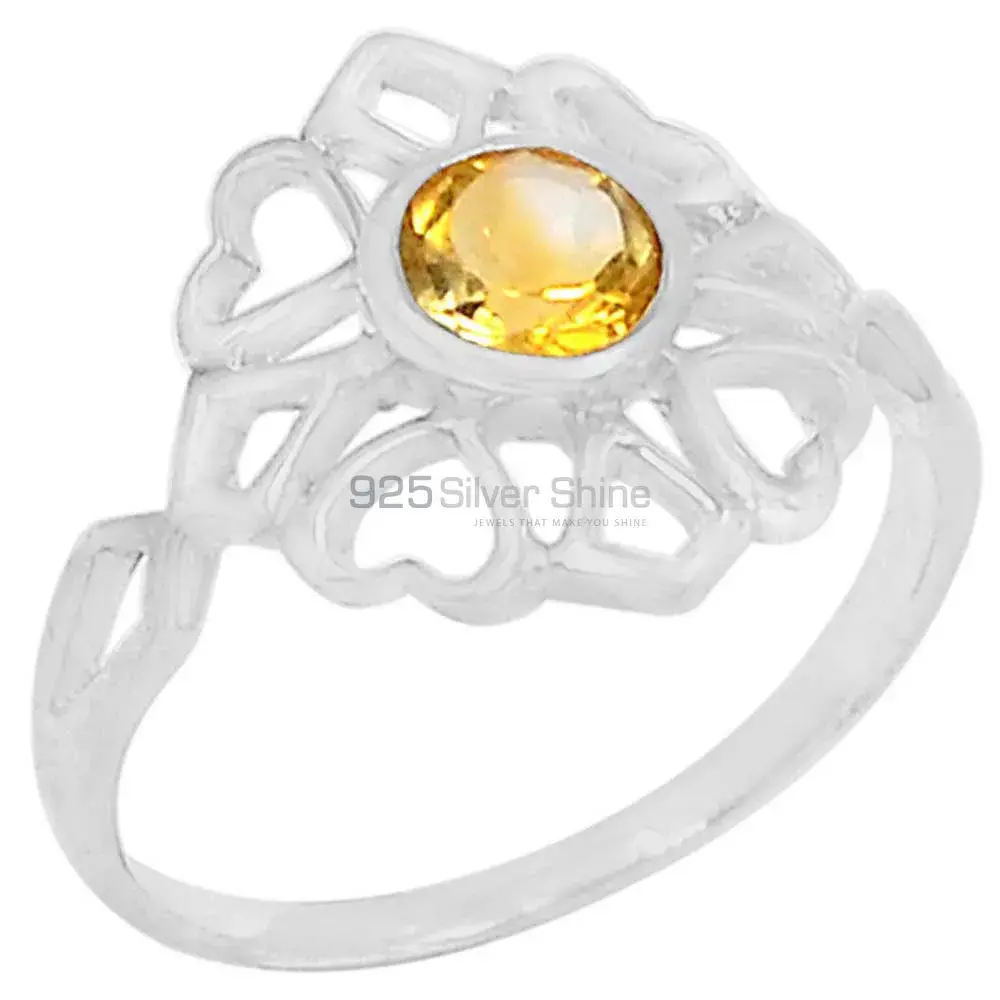 Both Heart Design Sterling Silver Citrine Rings 925SR091-6