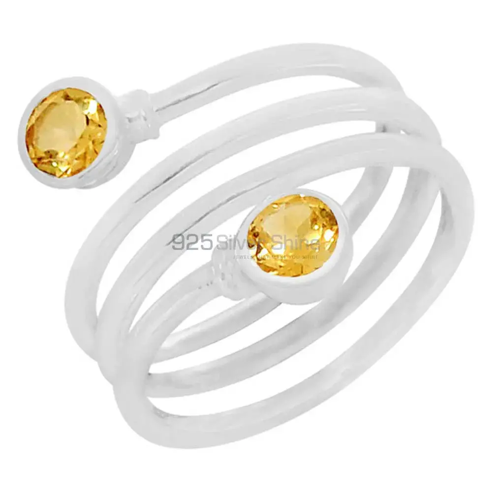 Citrine Cut Stone Spiral Silver Ring 925SR076-4_0