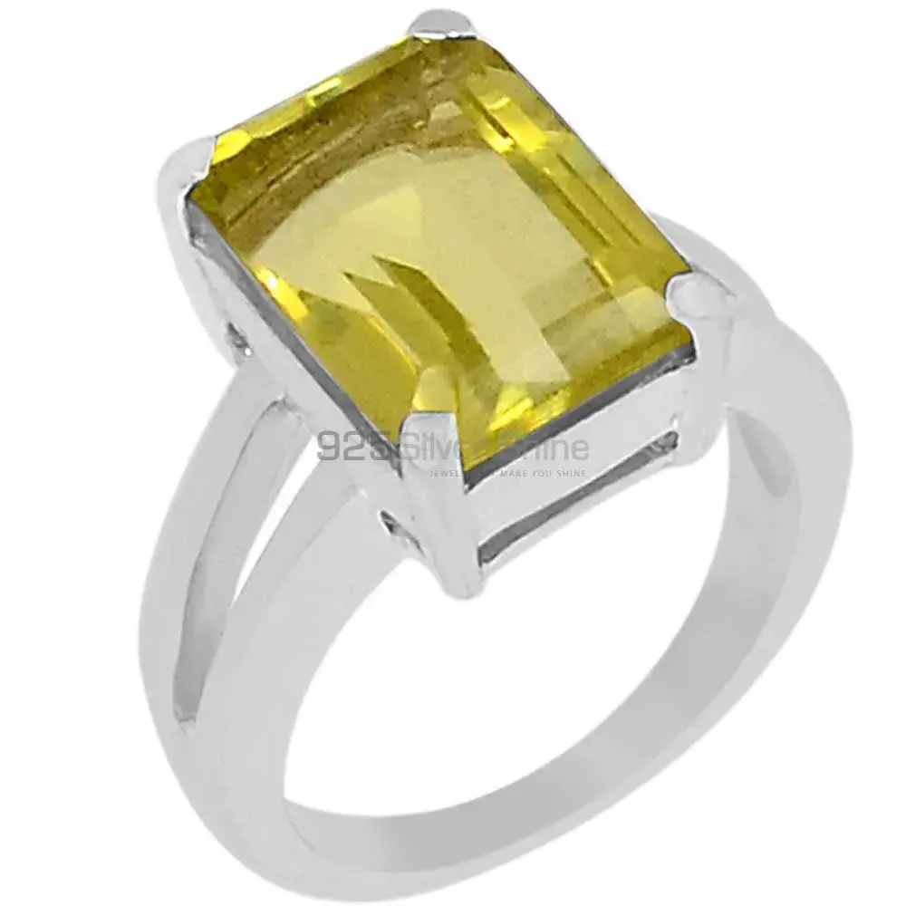 Genuine Lemon Quartz Gemstone Ring In Sterling Silver 925SR067-1