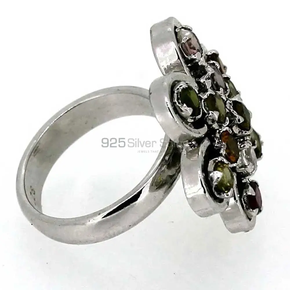 Genuine Multi Stone Gemstone Ring In 925 Silver 925SR049_1