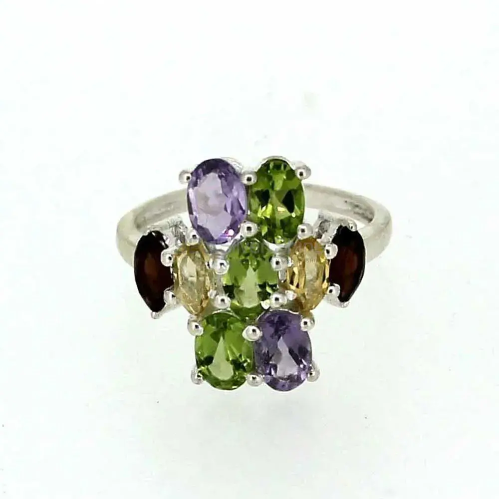 Genuine Multi Stone Semi Precious Gemstone Ring In 925 Silver 925SR014