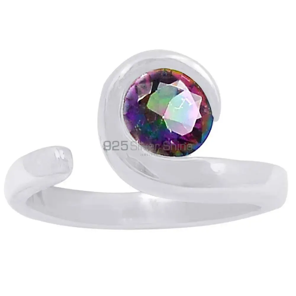 Genuine Mystic Topaz Gemstone Ring In 925 Solid Silver 925SR083-1