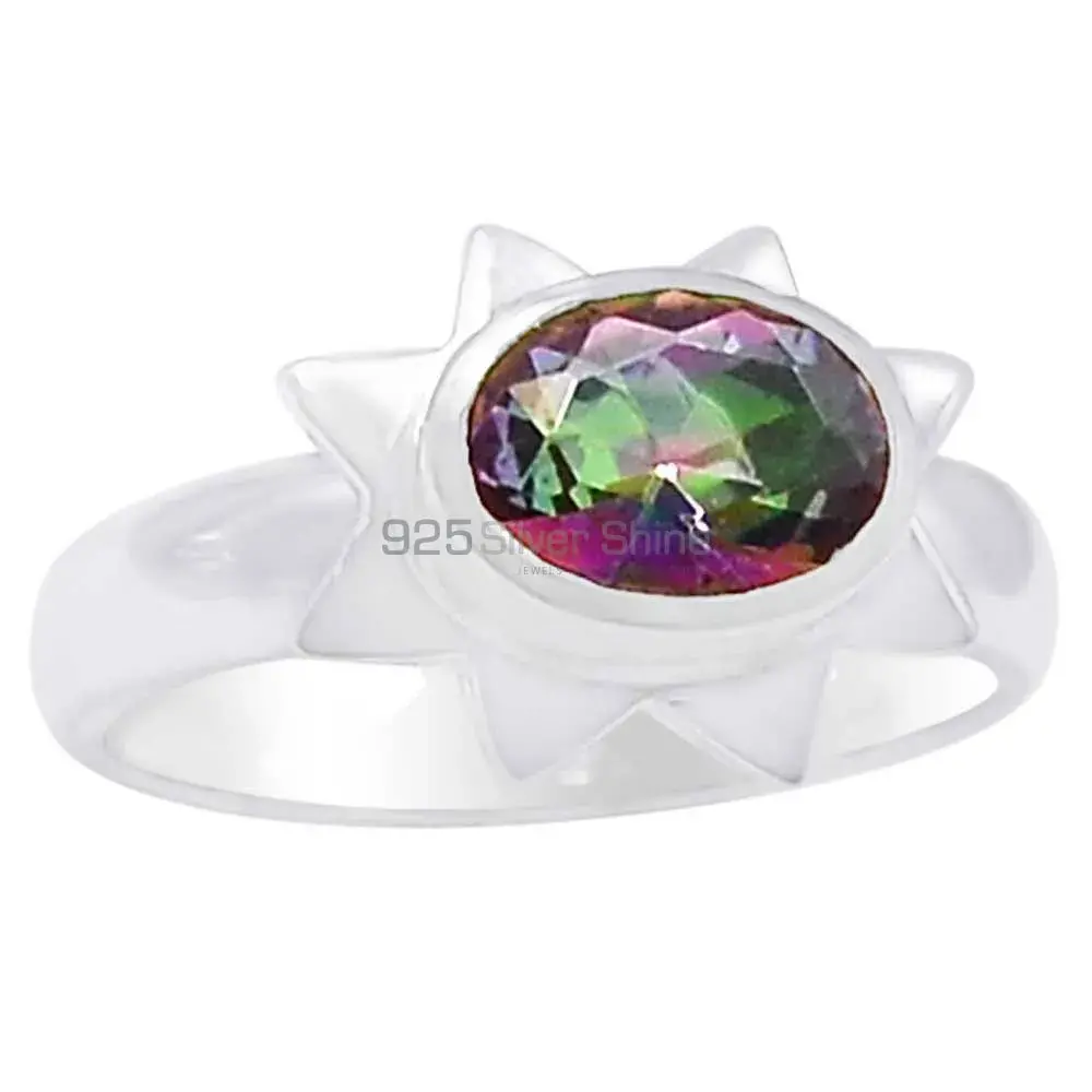 Genuine Mystic Topaz Gemstone Ring In Solid Silver 925SR077-2