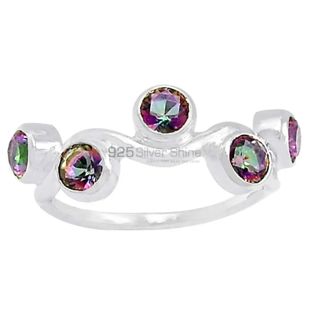 Genuine Mystic Topaz Gemstone Ring In Sterling Silver 925SR070-1