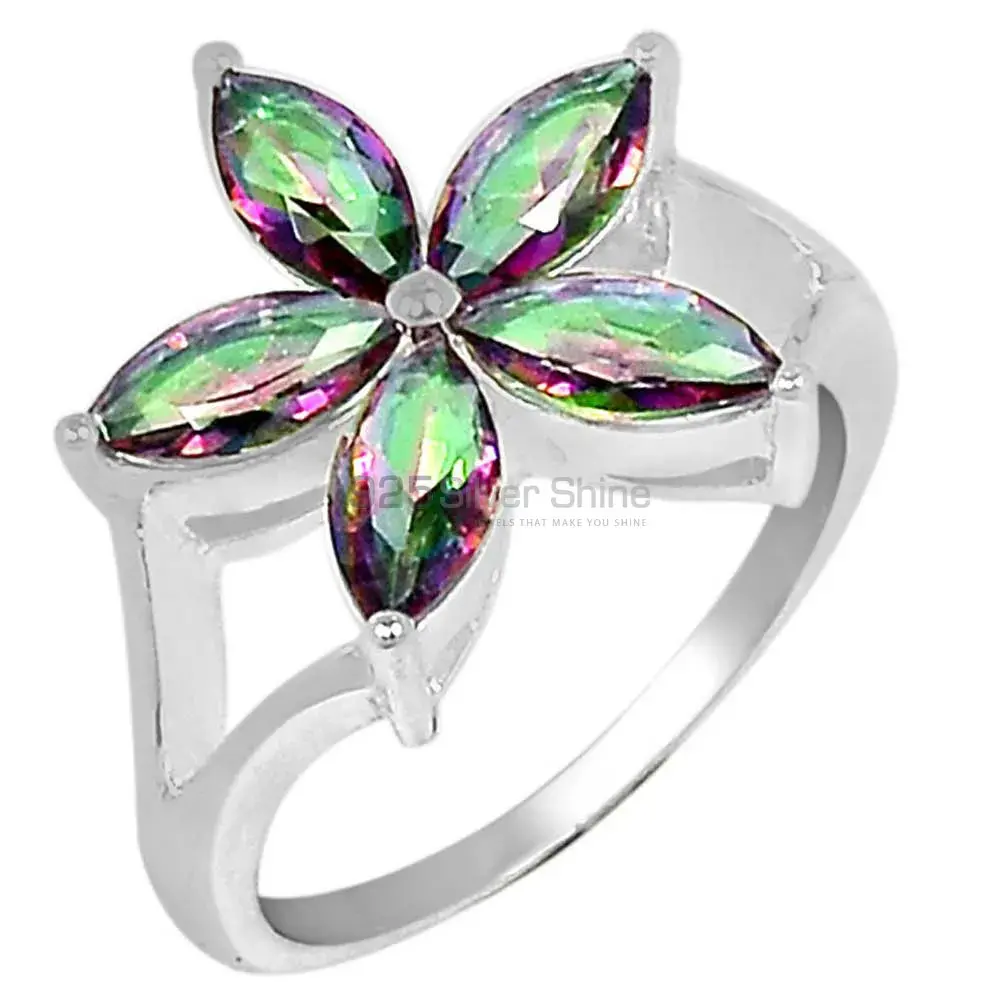 Genuine Mystic Topaz Semi Precious Gemstone Ring In 925 Sterling Silver 925SR055-3