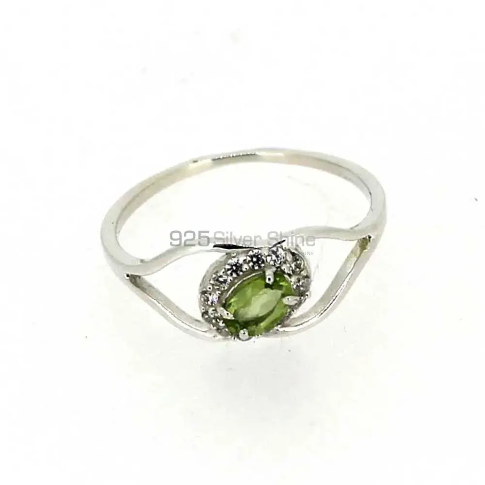 Single Peridot Gemstone Silver Rings 925SR044-4