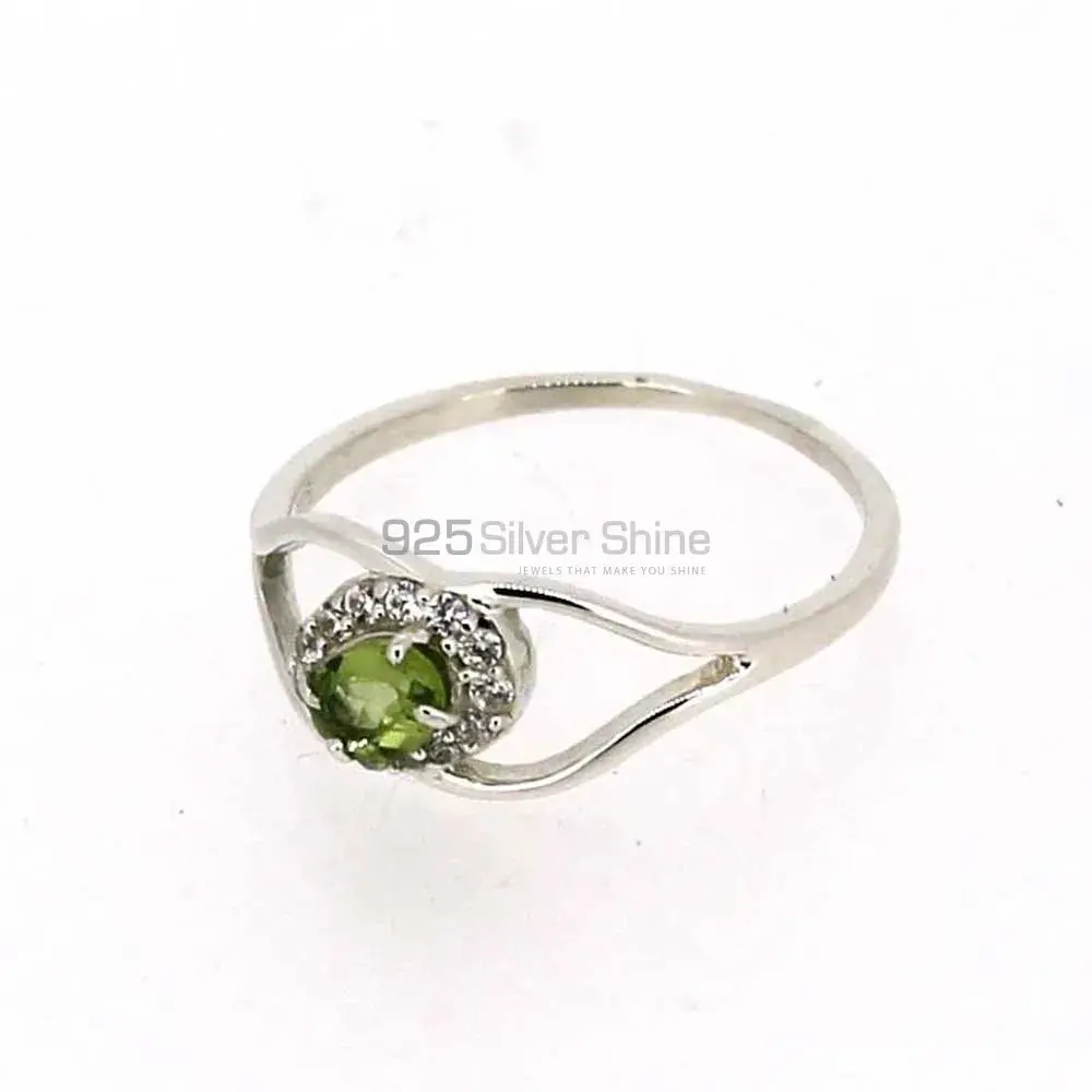 Single Peridot Gemstone Silver Rings 925SR044-4_1