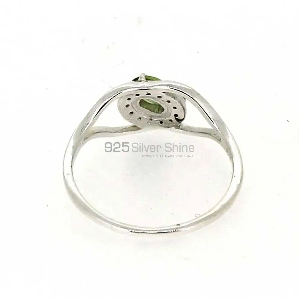 Single Peridot Gemstone Silver Rings 925SR044-4_1