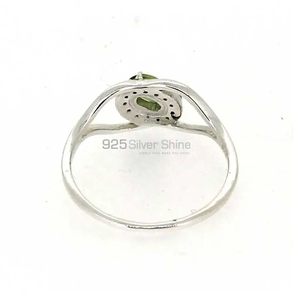 Single Peridot Gemstone Silver Rings 925SR044-4_2