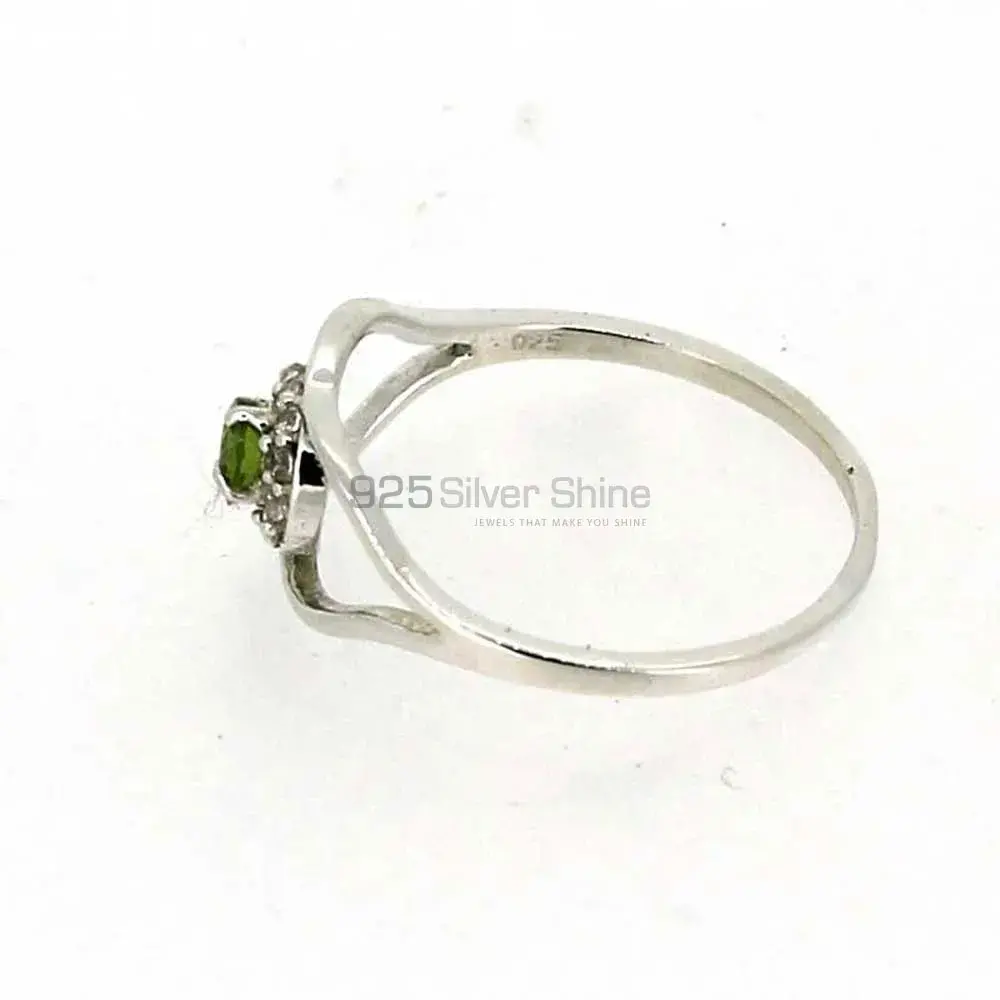 Single Peridot Gemstone Silver Rings 925SR044-4_2
