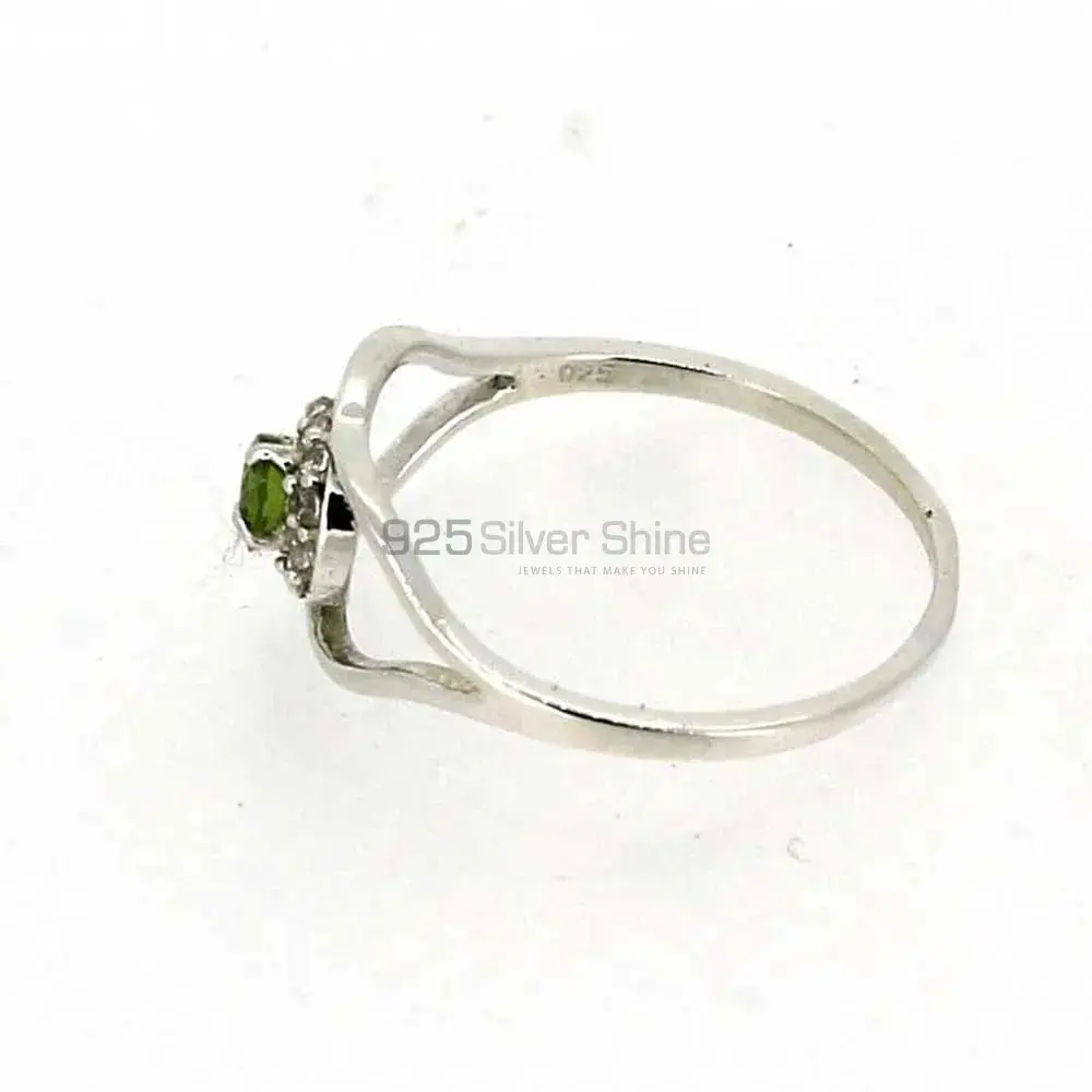 Single Peridot Gemstone Silver Rings 925SR044-4_3