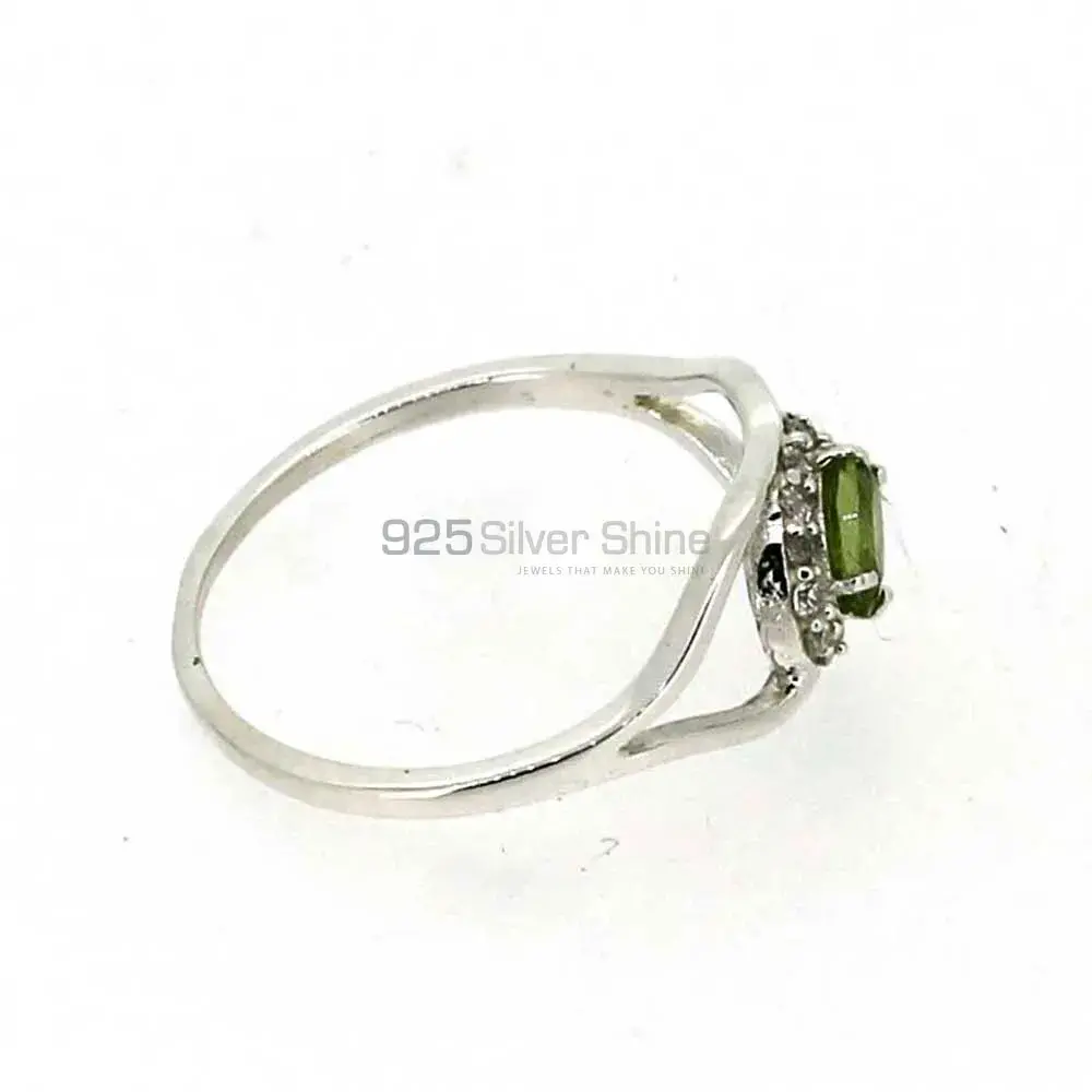 Single Peridot Gemstone Silver Rings 925SR044-4_3