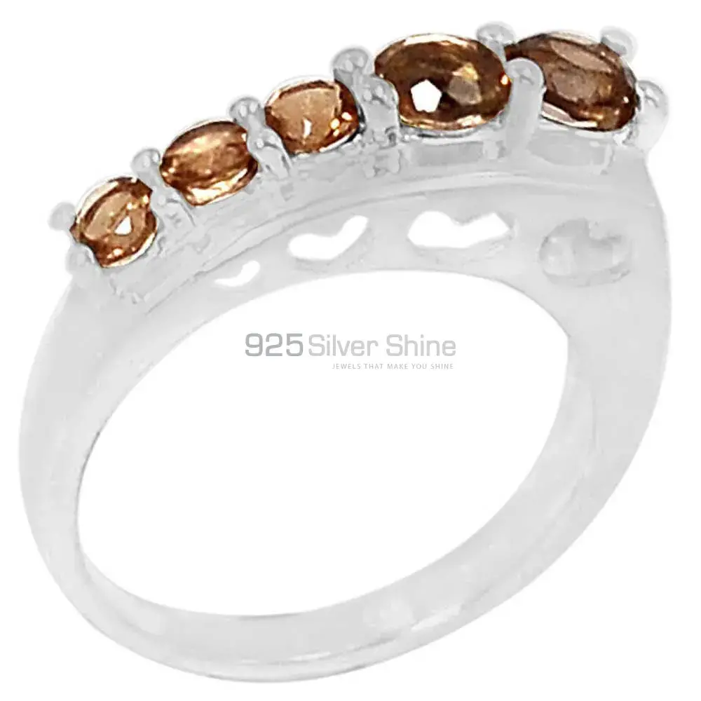 Genuine Smoky Quartz Gemstone Handmade Ring In 925 Sterling Silver 925SR093-6