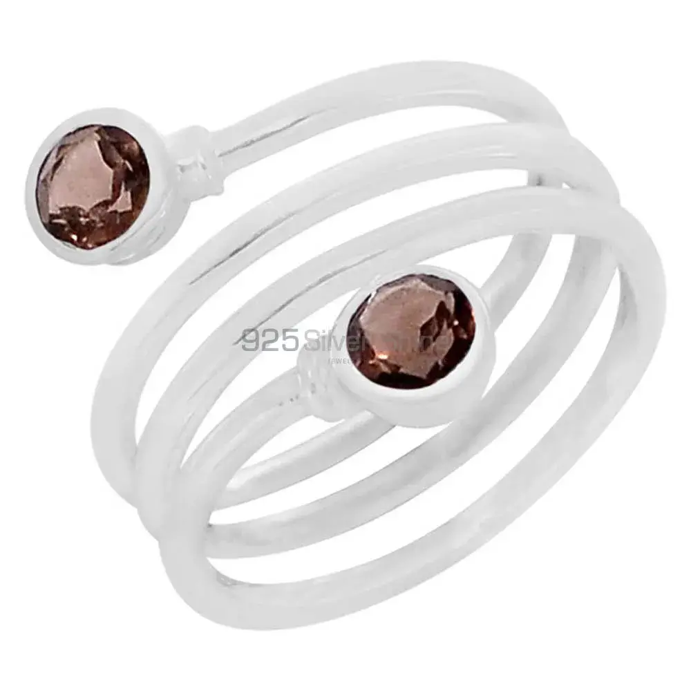 Genuine Smoky Quartz Gemstone Ring In 925 Sterling Silver 925SR076-7