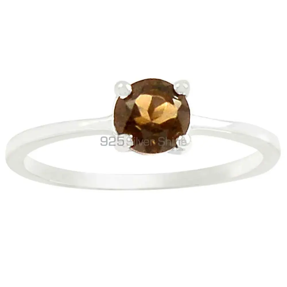 Genuine Smoky Quartz Semi Precious Gemstone Ring In 925 Silver 925SR072