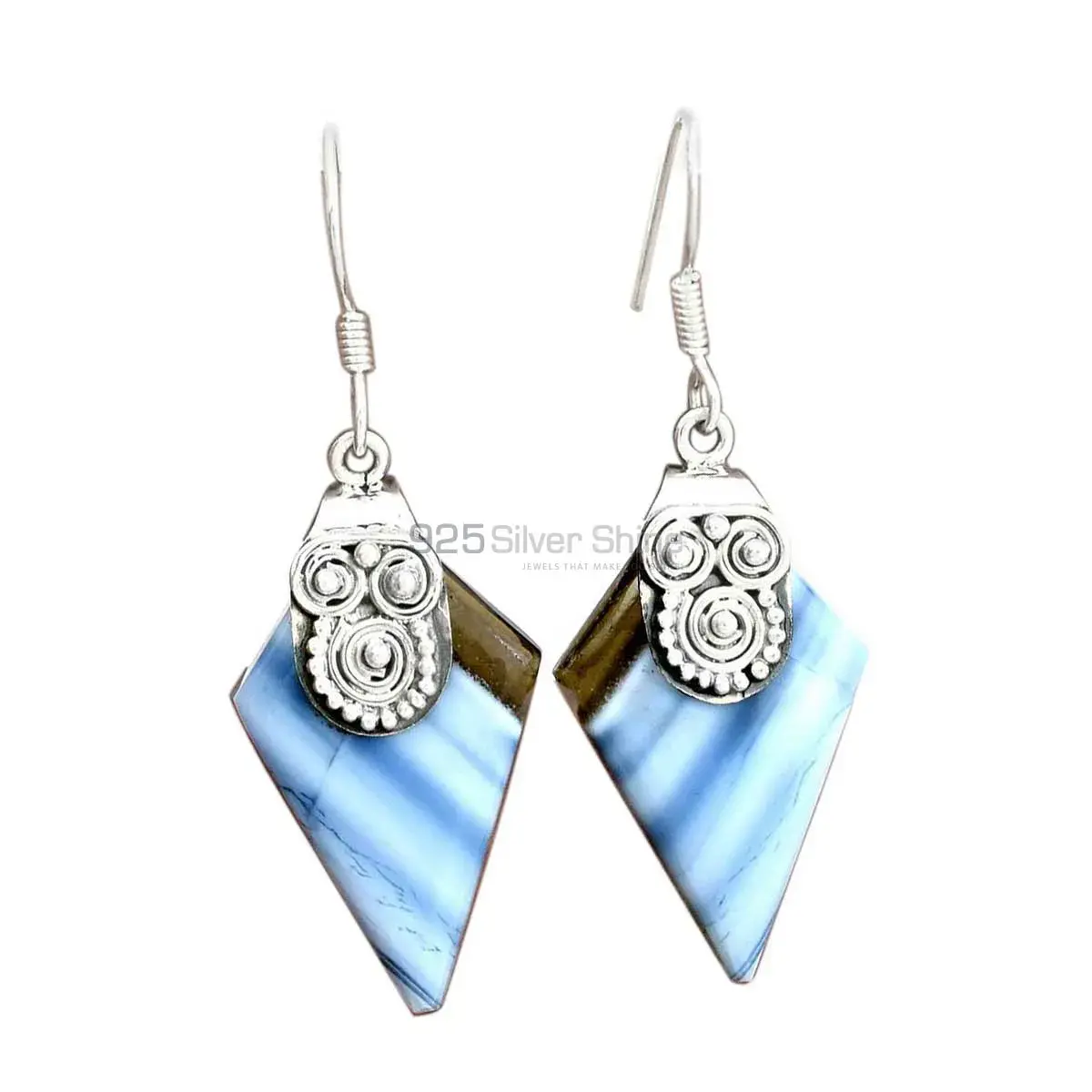 Genuine Agate Gemstone Earrings Exporters In 925 Sterling Silver Jewelry 925SE2529