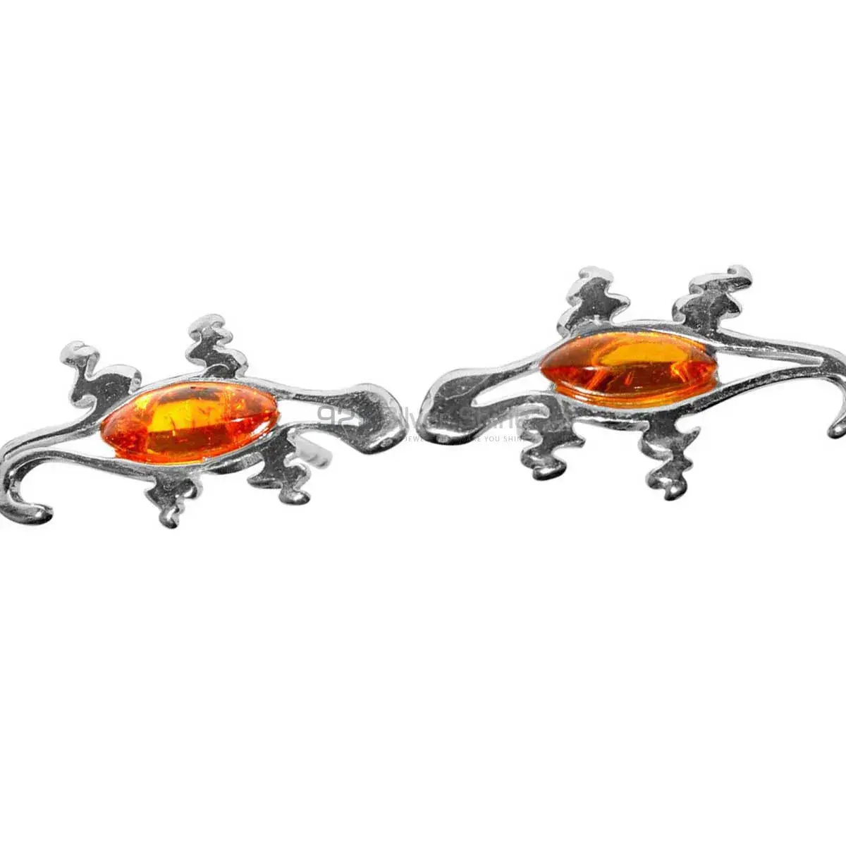 Genuine Amber Gemstone Earrings Exporters In 925 Sterling Silver Jewelry 925SE2926