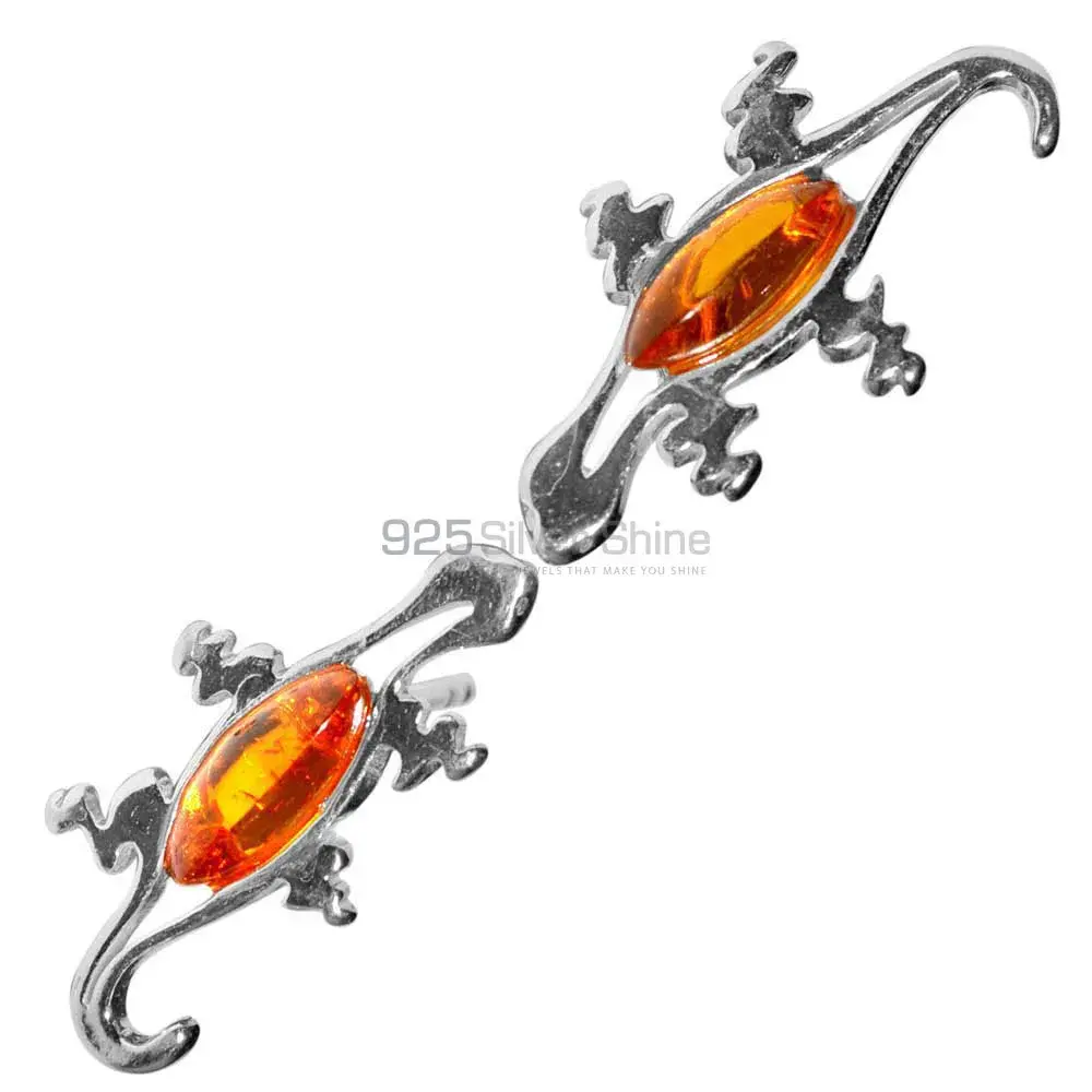 Genuine Amber Gemstone Earrings Exporters In 925 Sterling Silver Jewelry 925SE2926_0