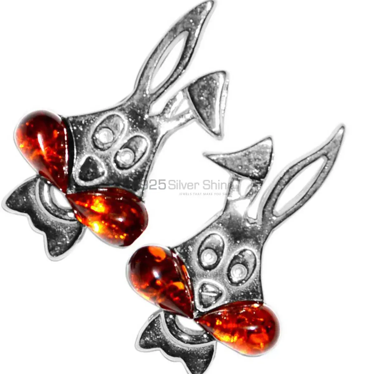 Genuine Amber Gemstone Earrings Manufacturer In 925 Sterling Silver Jewelry 925SE2929_1