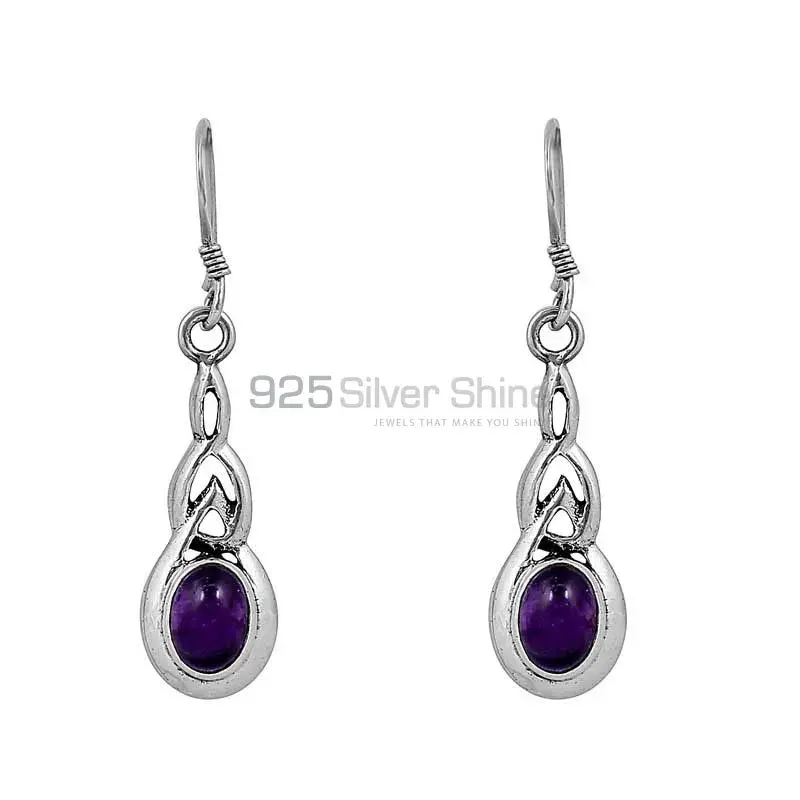 Genuine Amethyst Gemstone Earring In 925 Solid Silver Jewelry 925SE72