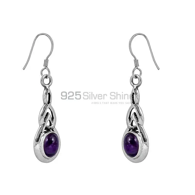 Genuine Amethyst Gemstone Earring In 925 Solid Silver Jewelry 925SE72_0