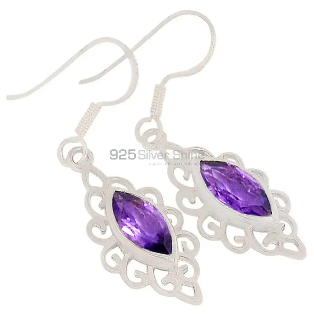 Genuine Amethyst Gemstone Earrings Exporters In 925 Sterling Silver Jewelry 925SE340