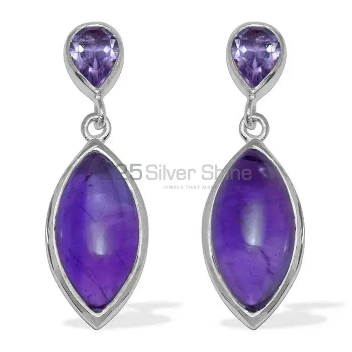 Genuine Amethyst Gemstone Earrings Exporters In 925 Sterling Silver Jewelry 925SE893