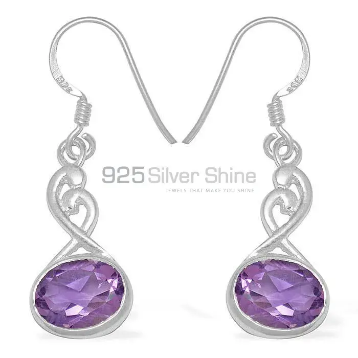 Genuine Amethyst Gemstone Earrings In Fine 925 Sterling Silver 925SE1106