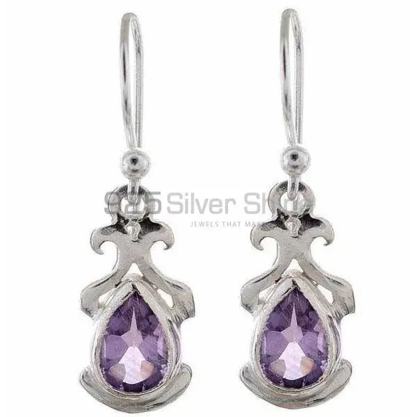 Genuine Amethyst Gemstone Earrings In Solid 925 Silver 925SE1173