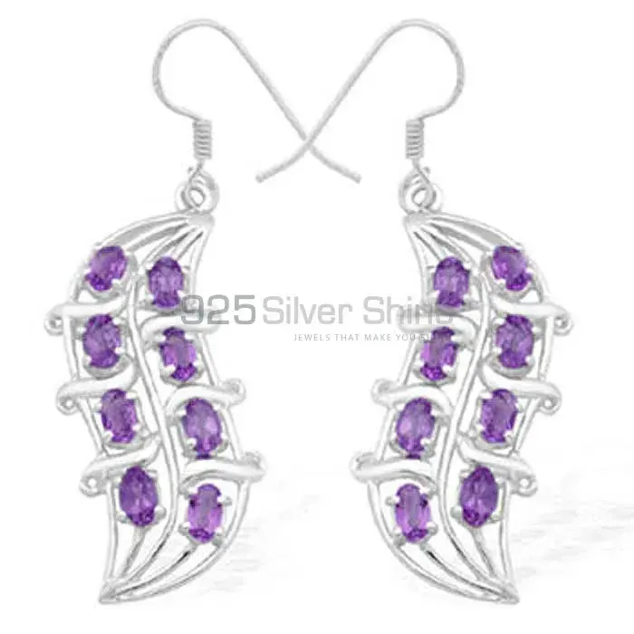Genuine Amethyst Gemstone Earrings In 925 Sterling Silver Jewelry 925SE975