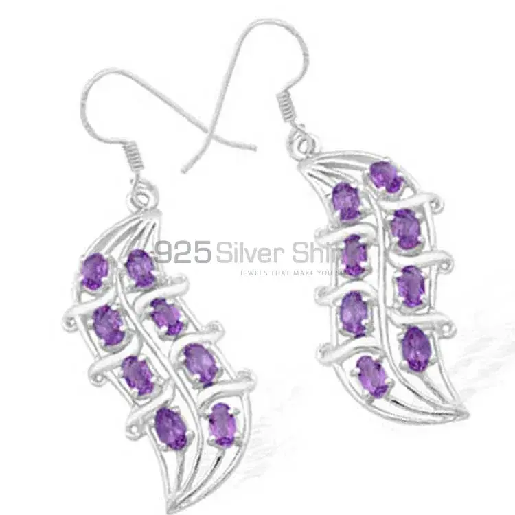 Genuine Amethyst Gemstone Earrings In 925 Sterling Silver Jewelry 925SE975_0