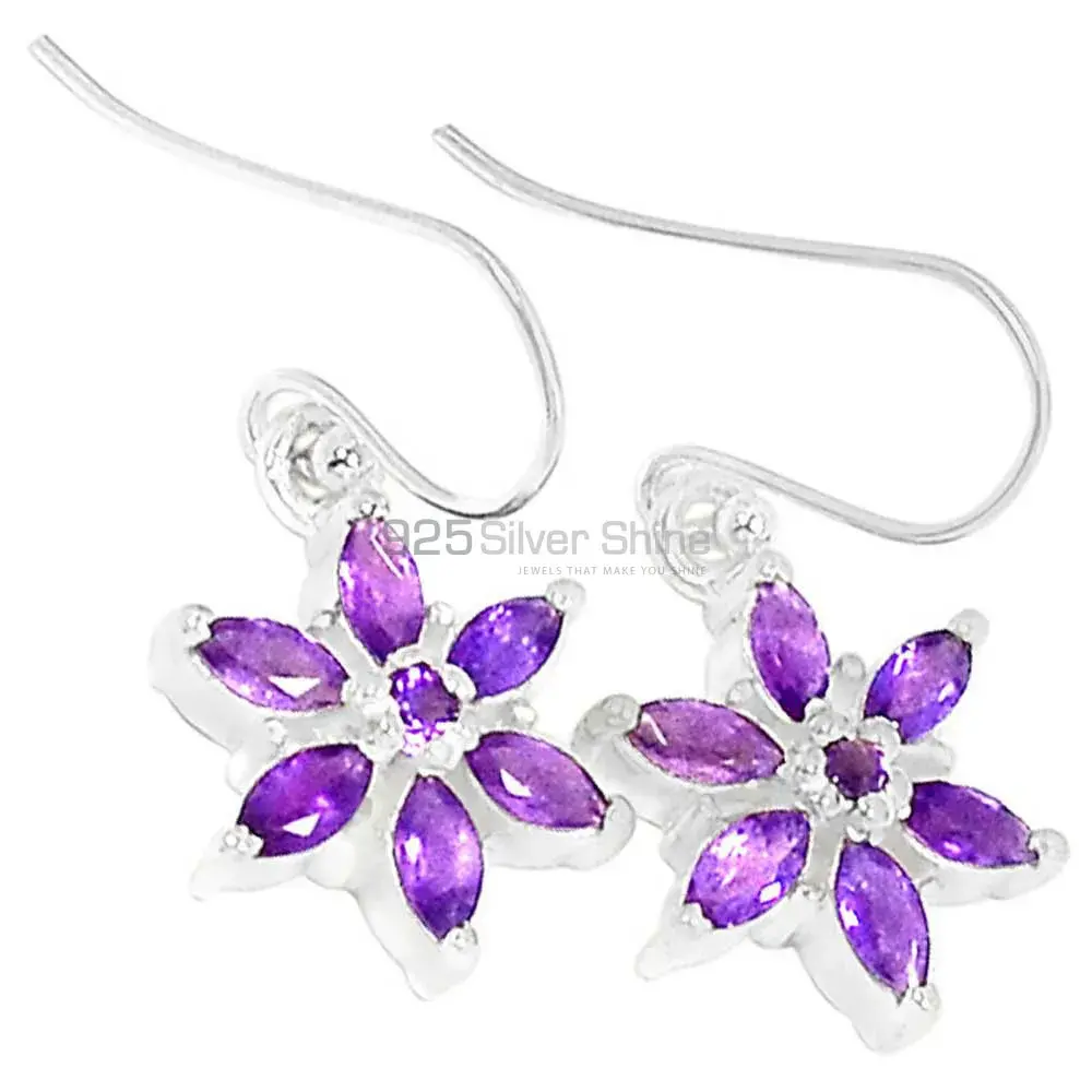 Genuine Amethyst Gemstone Earrings Suppliers In 925 Sterling Silver Jewelry 925SE495