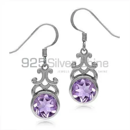 Genuine Amethyst Gemstone Earrings In 925 Sterling Silver Jewelry 925SE1869_0