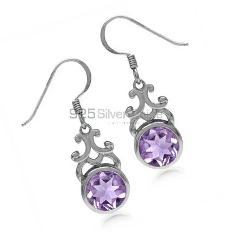 Genuine Amethyst Gemstone Earrings In 925 Sterling Silver Jewelry 925SE1869_1