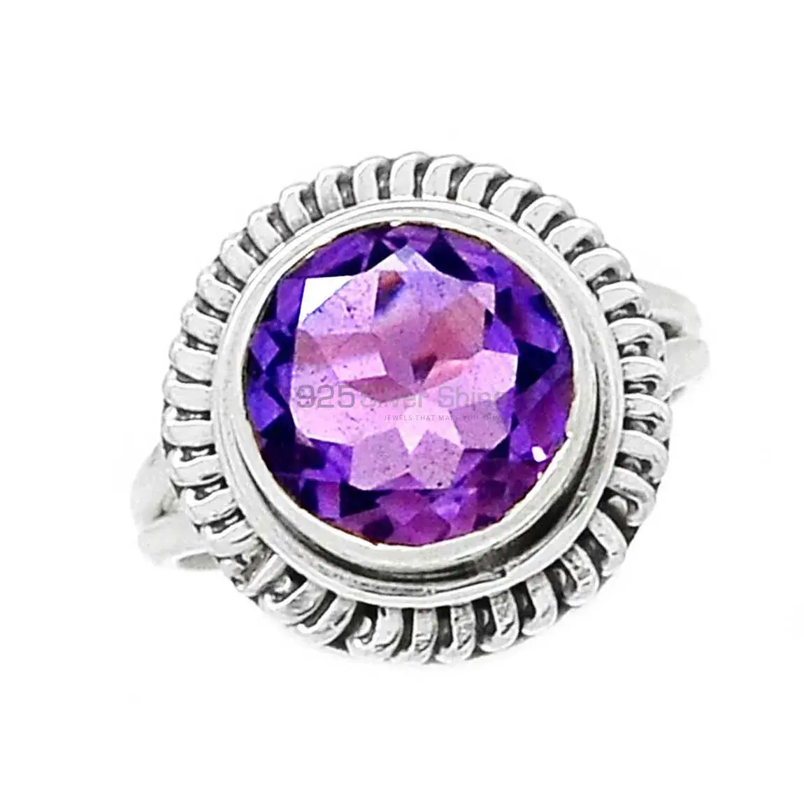 February Birthstone Amethyst Silver Rings 925SR2381_0