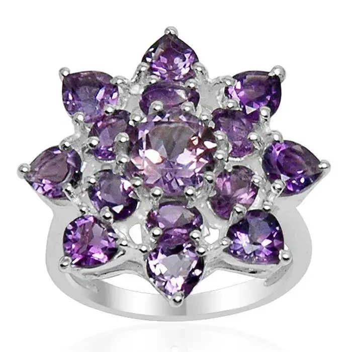 Genuine Amethyst Gemstone Rings Exporters In 925 Sterling Silver Jewelry 925SR1559