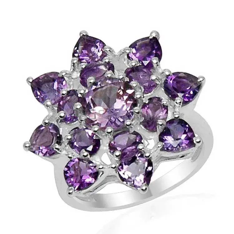 Genuine Amethyst Gemstone Rings Exporters In 925 Sterling Silver Jewelry 925SR1559_0