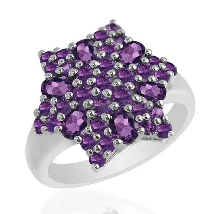 Genuine Amethyst Gemstone Rings Exporters In 925 Sterling Silver Jewelry 925SR1717