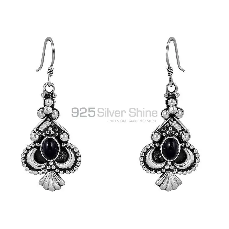 Genuine Black Onyx Gemstone Earring In 925 Sterling Silver Jewelry 925SE69