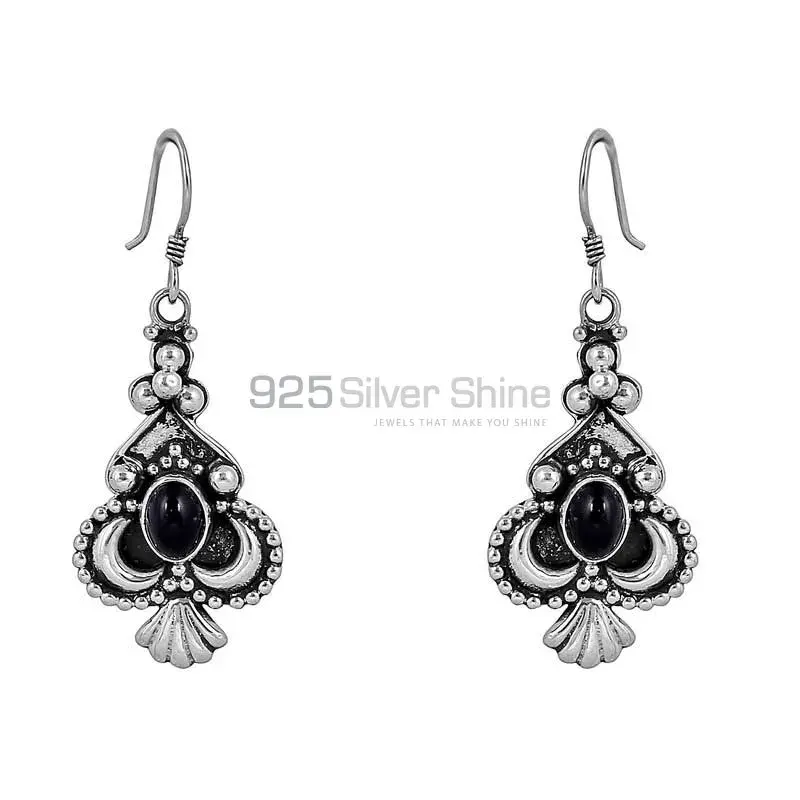 Genuine Black Onyx Gemstone Earring In 925 Sterling Silver Jewelry 925SE69_1