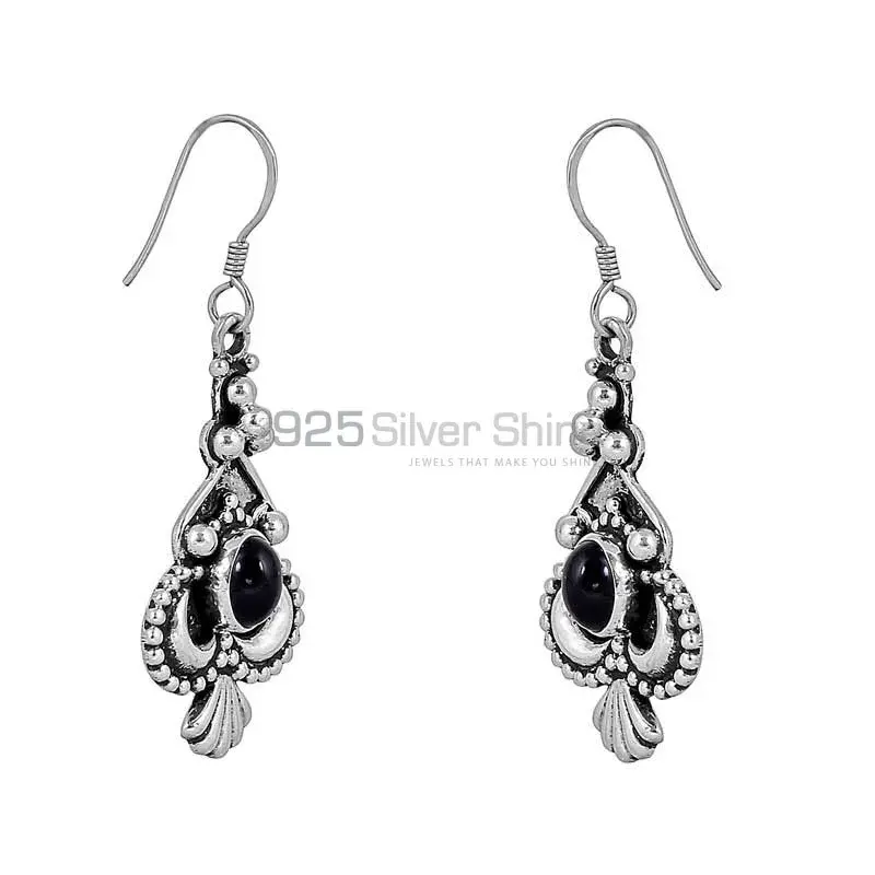 Genuine Black Onyx Gemstone Earring In 925 Sterling Silver Jewelry 925SE69_0