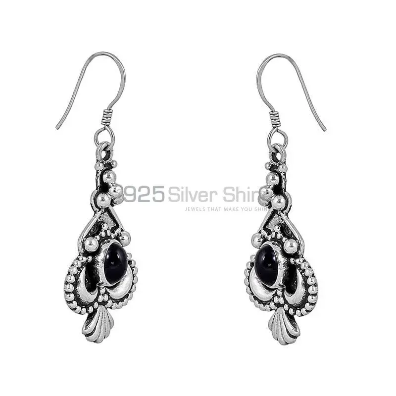 Genuine Black Onyx Gemstone Earring In 925 Sterling Silver Jewelry 925SE69_2
