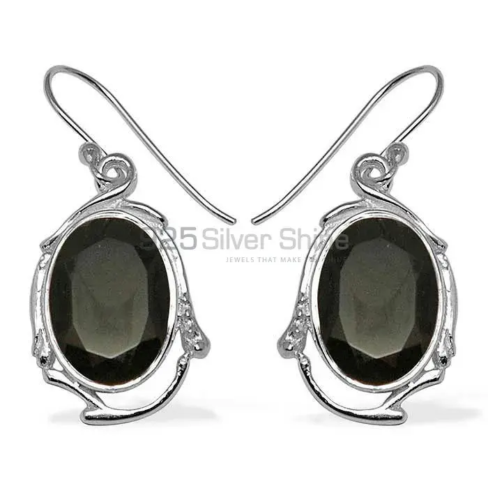 Genuine Black Onyx Gemstone Earrings In Solid 925 Silver 925SE787_1