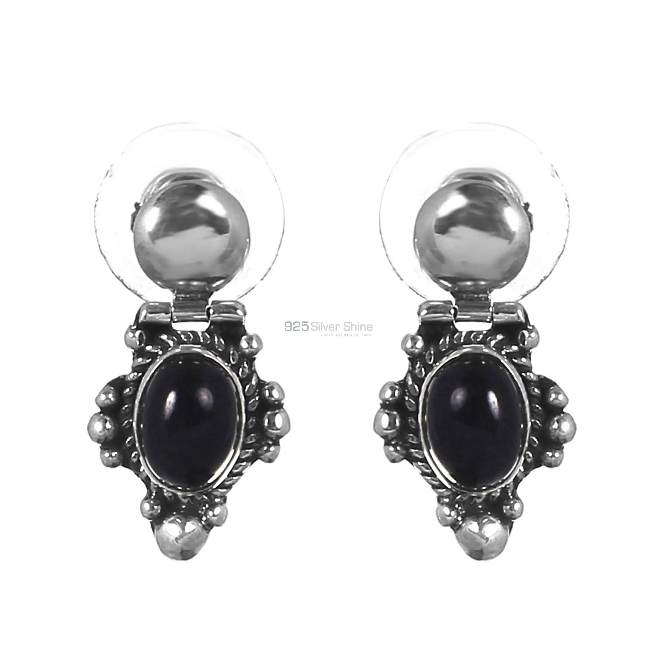 Genuine Black onyx Gemstone Earrings In 925 Sterling Silver Jewelry 925SE258