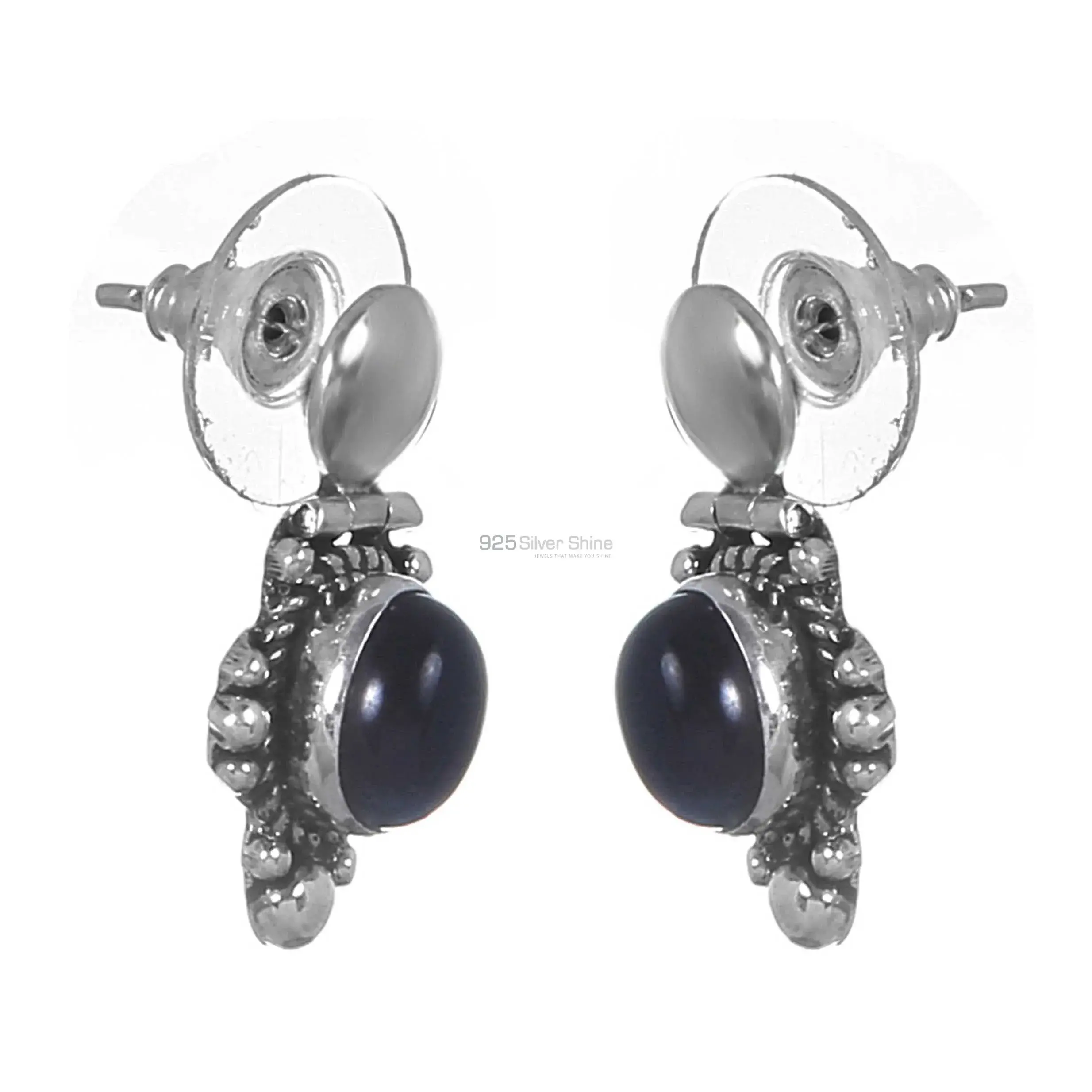 Genuine Black onyx Gemstone Earrings In 925 Sterling Silver Jewelry 925SE258_0