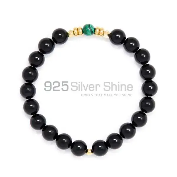 Genuine Black Tourmaline-Beadschite Gemstone Beads Bracelets 925BB135