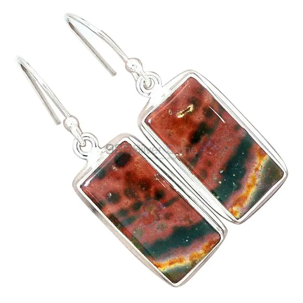 Genuine Blood Stone Gemstone Earrings In Solid 925 Silver 925SE2727_13