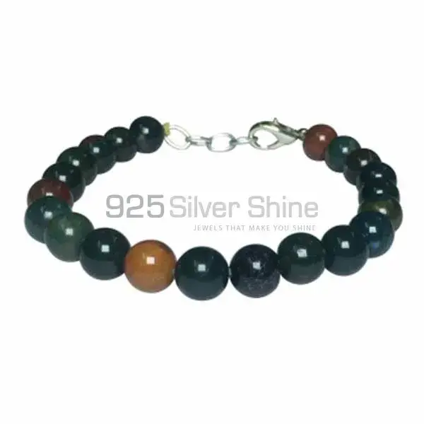 Genuine Bloodstone Gemstone Beads Bracelets 925BB140