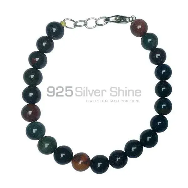 Genuine Bloodstone Gemstone Beads Bracelets 925BB140_0